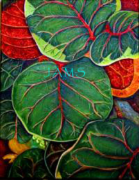 Sea Grape Leaves No. 1 by American Nature Painter, Judith A. Maddox Saylor.