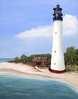 Cape Florida Lighthouse No. 1 by the American Nature Painter, Judith A. Maddox Saylor at JAMS Artworks of Key Biscayne, Florida and Linwood, NJ.